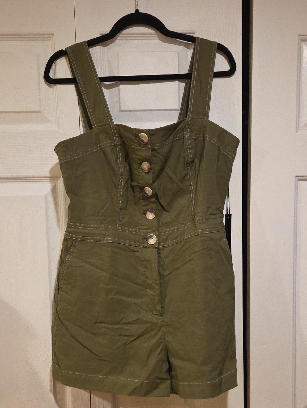Olive Green Button-Front Romper - Nicole Miller NEW YORK